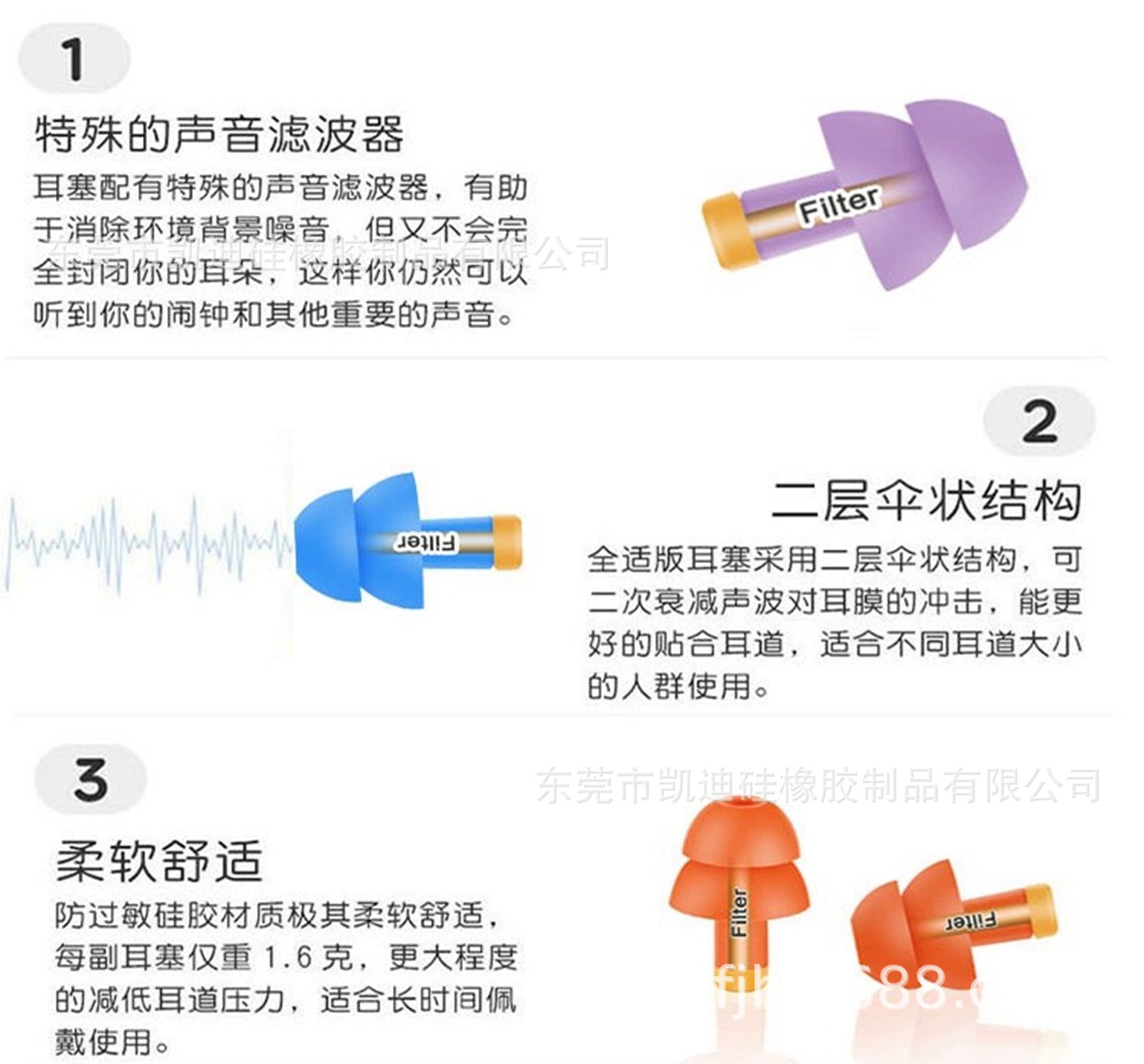 硅胶帽 硅胶条 硅胶圈 硅胶塞 防水圈 密封条 防噪音耳塞 2节耳帽