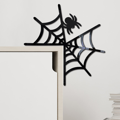 JM1103 cross-border Halloween new 3D three-dimensional spider web acrylic mirror sticker home switch decorative wall sticker