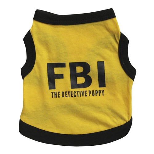 Pet supplies dog clothes cotton black printed fbi pet vest teddy clothes spring and summer new style