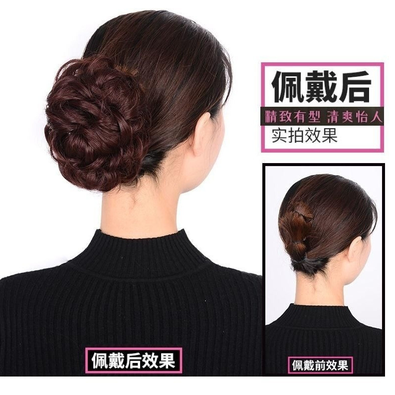 Peluca clip de pelo de las mujeres banda de pelo bolsa de pelo bola cabeza updo tirón del pelo flor corta rizado clip de pelo en forma de flor corsé esponjoso anillo de pelo grande