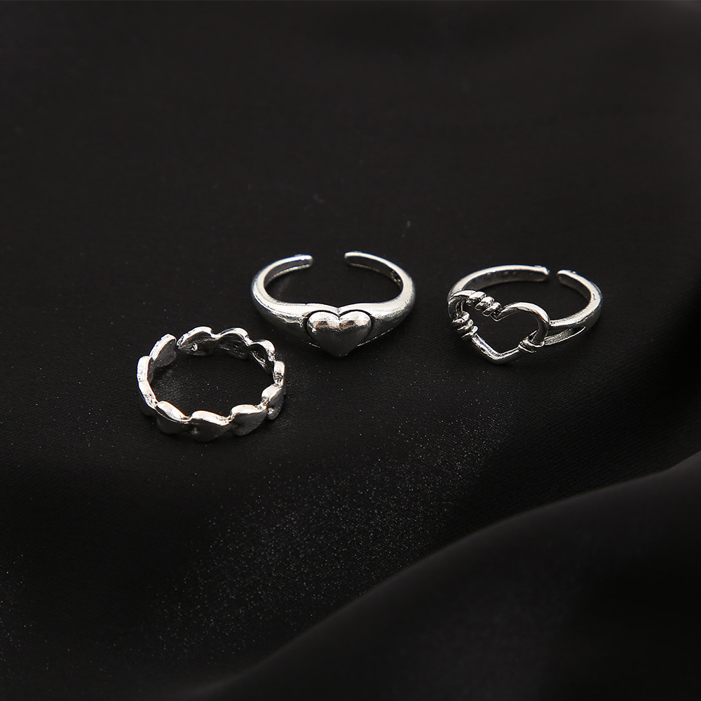 new metal joint ring wholesale creative retro simple love ring set 3 pieces_voghion.com