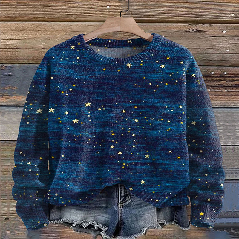 Hot Cross-border European and American Christmas Sweater Explosion 3D Printed Sweater Loose Pullover Thickened Spring Sweater Customization