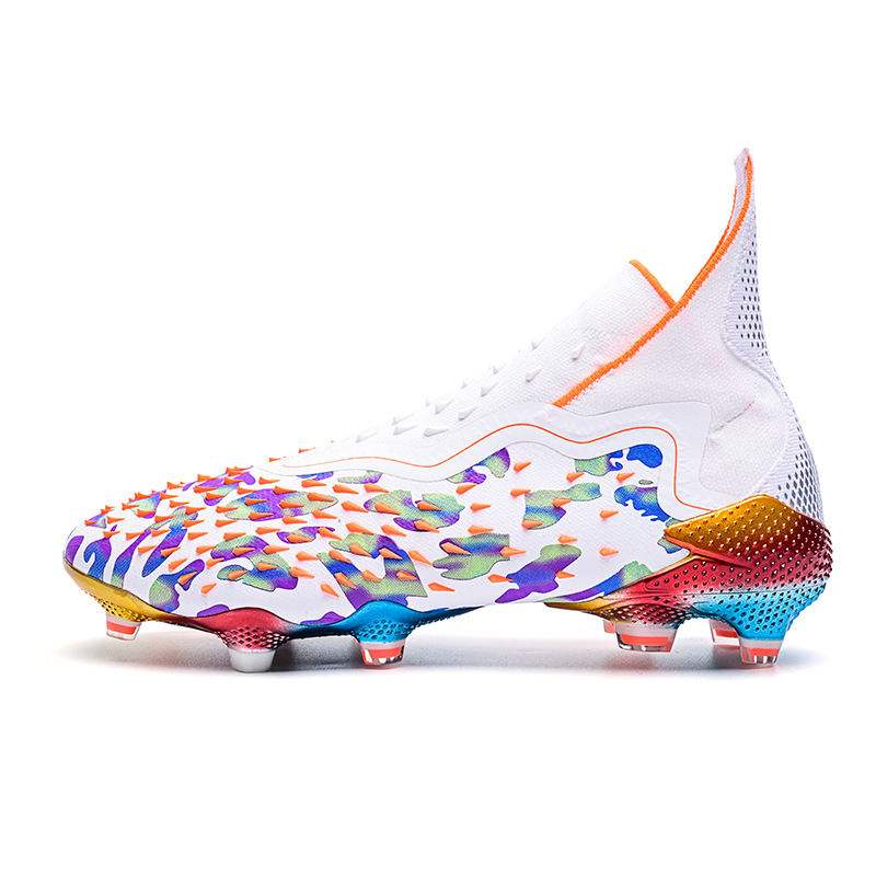 23 cross-border High-top blanco de formación de los niños de Orange Big nail C zapatos de fútbol de uñas rotas estudiantes masculinos y femeninos AG de uñas largas