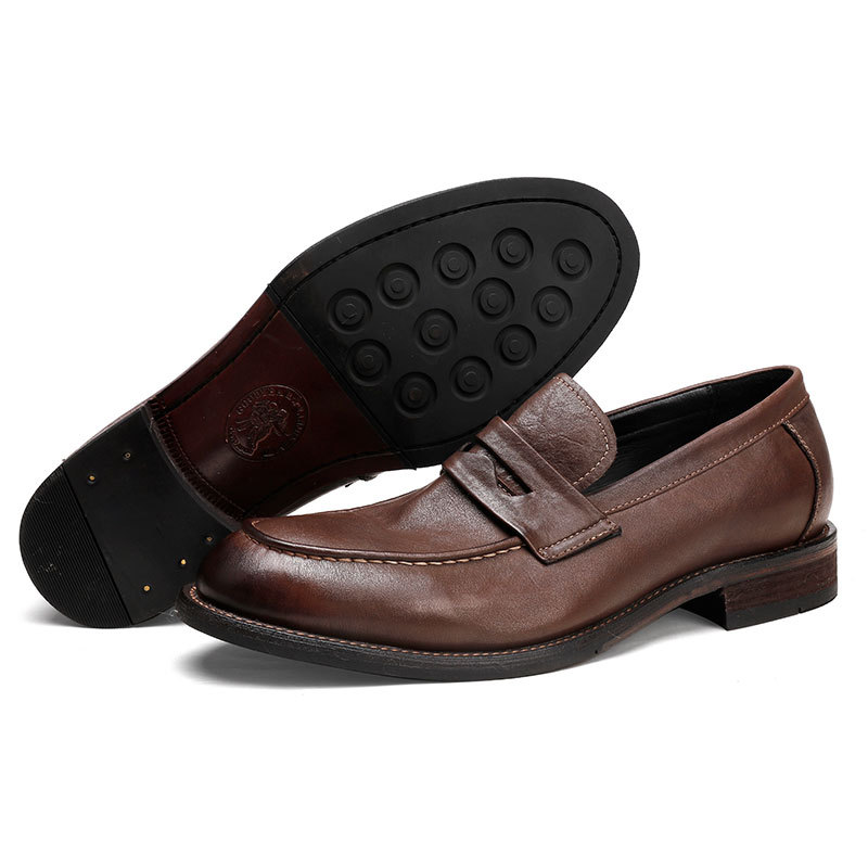 Loafers slip-on casual leather shoes leather outsole leather Shoes Peas shoes_voghion.com
