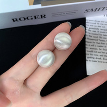 925纯银磨砂光面耳钉2023年新款潮气质名媛高级感冷淡风耳饰