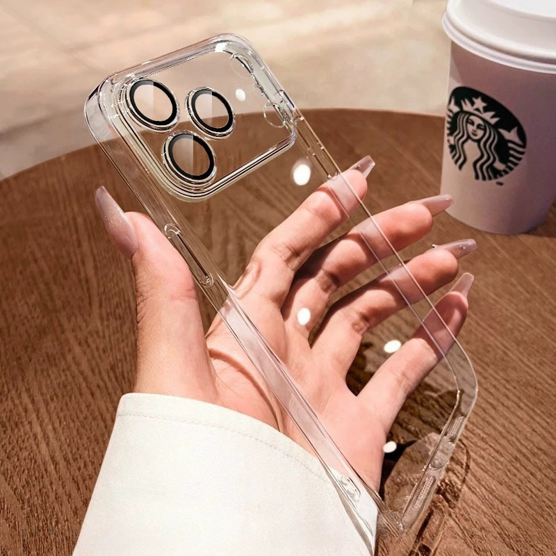 película de lente galvanizada TPU estuche suave para iPhone17PROMAX estuche de teléfono transparente Apple 16 / 15 estuche a prueba de caídas