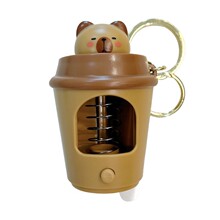 跨境猫咪奶茶杯小夜灯钥匙扣可爱卡皮巴拉熊猫钥匙链挂件外贸批发
