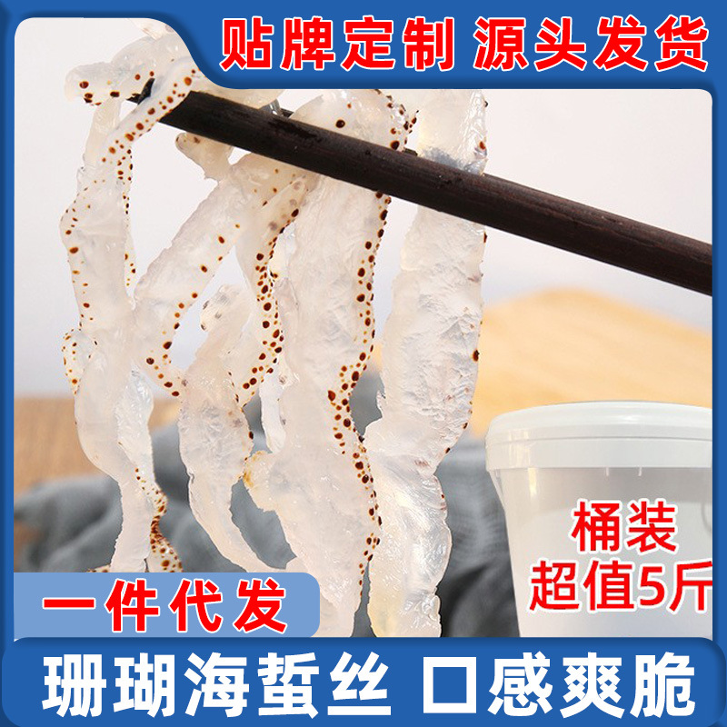海蜇丝即食凉拌非干货下酒菜盐渍素海蜇皮整箱海哲丝五斤装