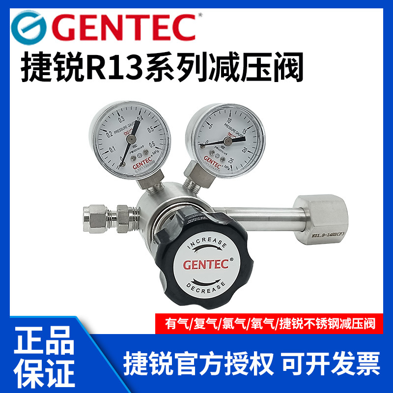 美国捷锐GENTEC 不锈钢减压阀R13SL 氮气氩气氦气氧气气体减压器