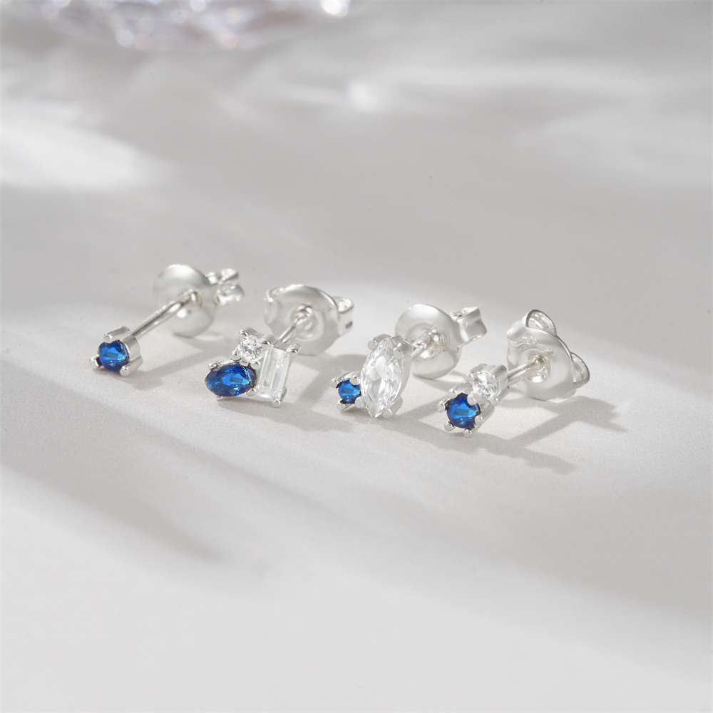 1g Weight 925 Sterling Silver Ear Needle Material Ear Studs Classification 4 Pieces Set Quantity Daily, Date Occasion 925 Sterling Silver Material Geometric Pattern Women's Gender Plating Design Simple Style, Classic Style Style 4 Pieces Set 925 Sterling Silver Geometric Ear Studs 11