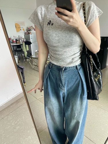 260g cotton modal American retro spicy girl slim fit short-sleeved T-shirt women's summer unique short style top