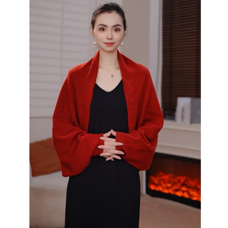 2026 new autumn/winter wool blend shawl, fashionable and casual style, versatile and elegant solid color