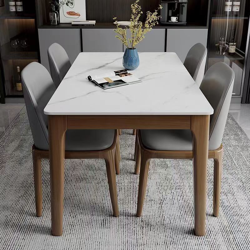 Italian Minimalist Dining Table Home Solid Wood Slate Dining Table 2024 New Slate Sofa Living Room Long Table and Chair Set