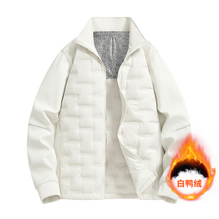 Factory Direct Sales 2025 New Winter down Jacket for Men Graphene Material Warm Casual Light and Thin 80 White Duck down