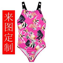 儿童女男童泳衣泳裤热带印花鱼版印花泳衣厂服装厂来图做货工厂