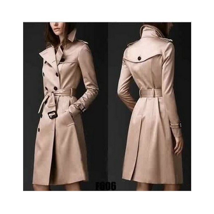 eBay Coat Women's Long Coat European and American Fashion Trend Double-breasted Slim-fit Long Coat Women
