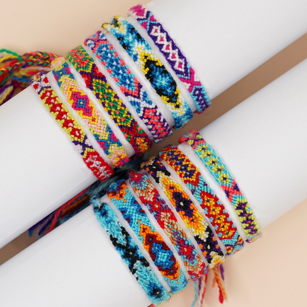 Bohemian Rhombus Cotton Thread Tassel Braid Unisex Bracelets display picture 1