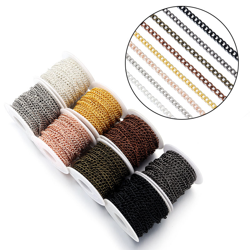 2mm 얇은 체인 암호화 체인 사이드 체인 트위스트 체인 반제품 연장 체인 금속 체인 diy 쥬얼리 체인