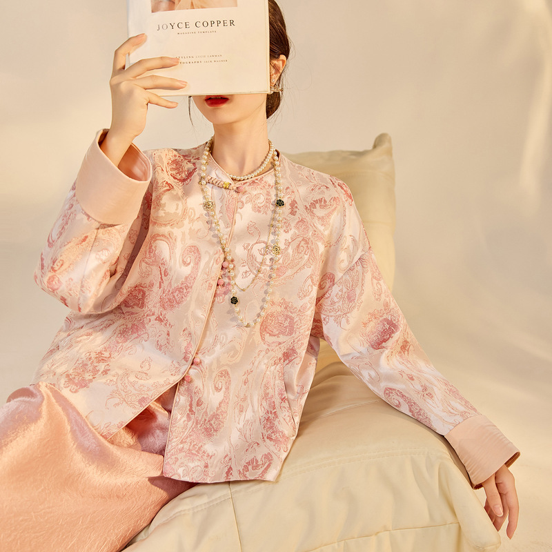 New Chinese-Style Jacket for Women, Autumn and Winter New Model, Textured Jacquard with a High-End Feel, Traditional Chinese-Style Cotton Coat N9025