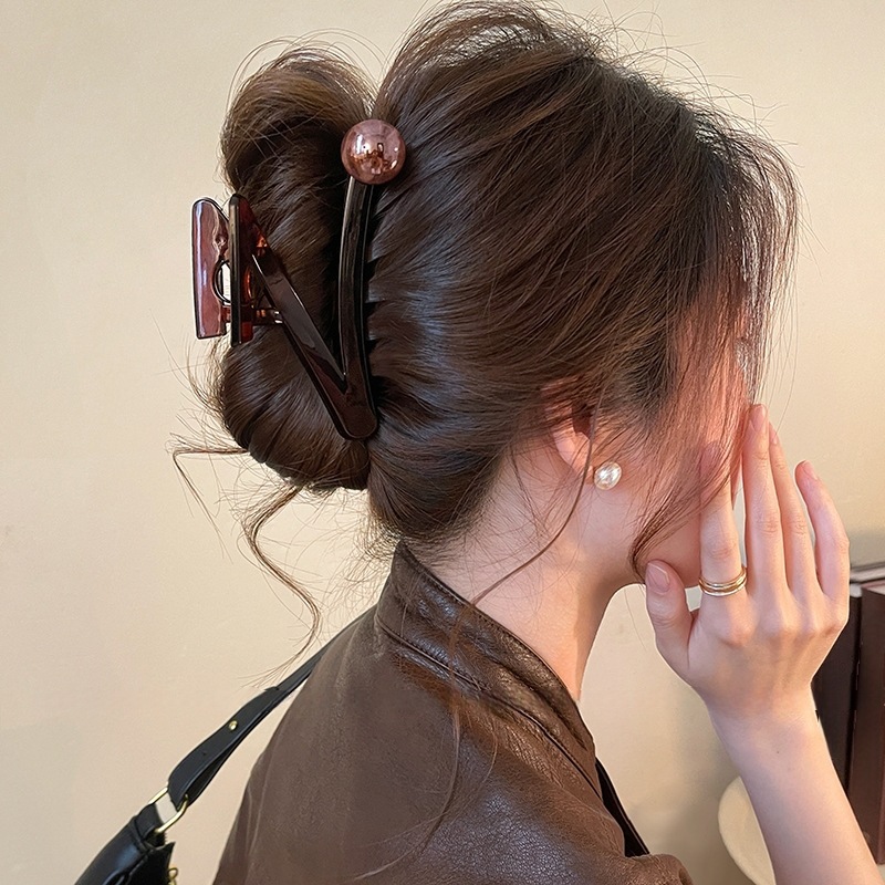 Z자형 비즈 카라멜 컬러 - 약 11cm