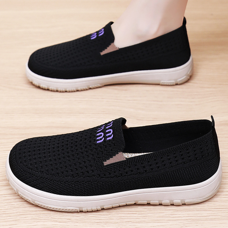 Zapatos de mujer, versátiles, estilo veraniego, nuevos, sin cordones, de tela estilo Pekín, transpirables, de malla tejida, informales, al por mayor. image 3