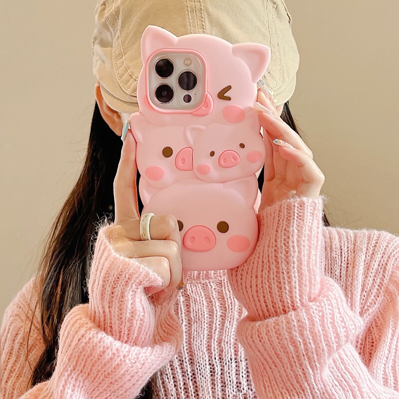 Cartoon Cute Stacked Piggy Iphone15 Apple 12 Suitable for 13/14Pro Max Mobile Phone Case Anti-Fall Cover 11 Cartoon Cute Stacked Piggy Iphone15 Apple 12 Suitable for 13/14Pro Max Mobile Phone Case Anti-Fall Cover 11