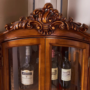 American Solid Wood Triangle Cabinet Corner Cabinet Wine Cabinet European Style Corner Side Cabinet Wall-Mounted Multi-Functional Restaurant Cabinet with Door