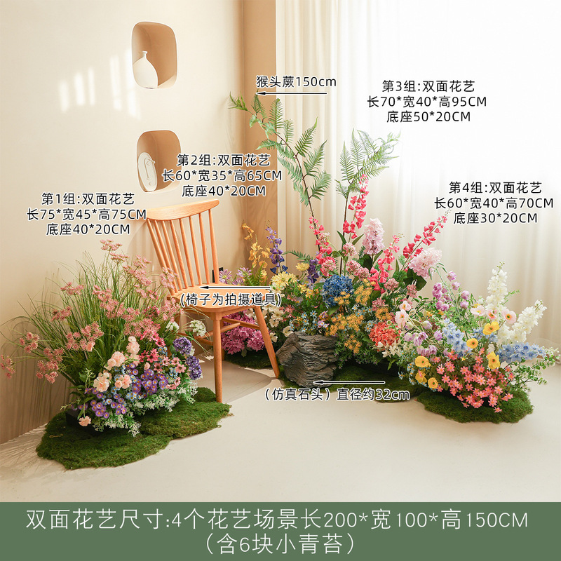 莫奈花園シミュレーション花偽緑植造景組合せ室内高級バイオニクス植物ショーウインドー装飾景観置物|undefined