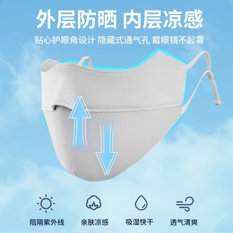夏の日焼け止め氷糸マスク屋外日よけ保護目尻マスク甘い通気性グラデーションマスク卸売り