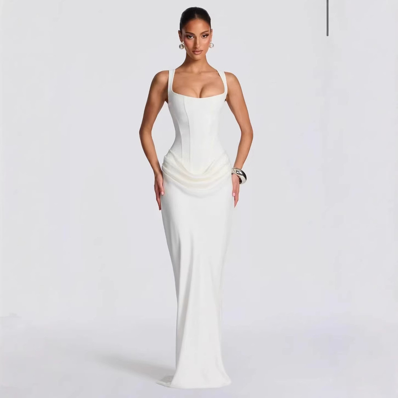 Australian Niche Design 26 Fishbone Satin Gown Dress for Women, Slim Fit, Slimming, Draping, High-End Evening Gown Australian Niche Design 26 Fishbone Satin Gown Dress for Women, Slim Fit, Slimming, Draping, High-End Evening Gown