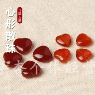 Wholesale diy artificial jewelry accessories material red agate heart-shaped loose beads love semi-finished products