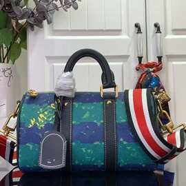 驴家新款keepall25 枕头包压花单肩包滚筒包时尚斜挎包带芯片