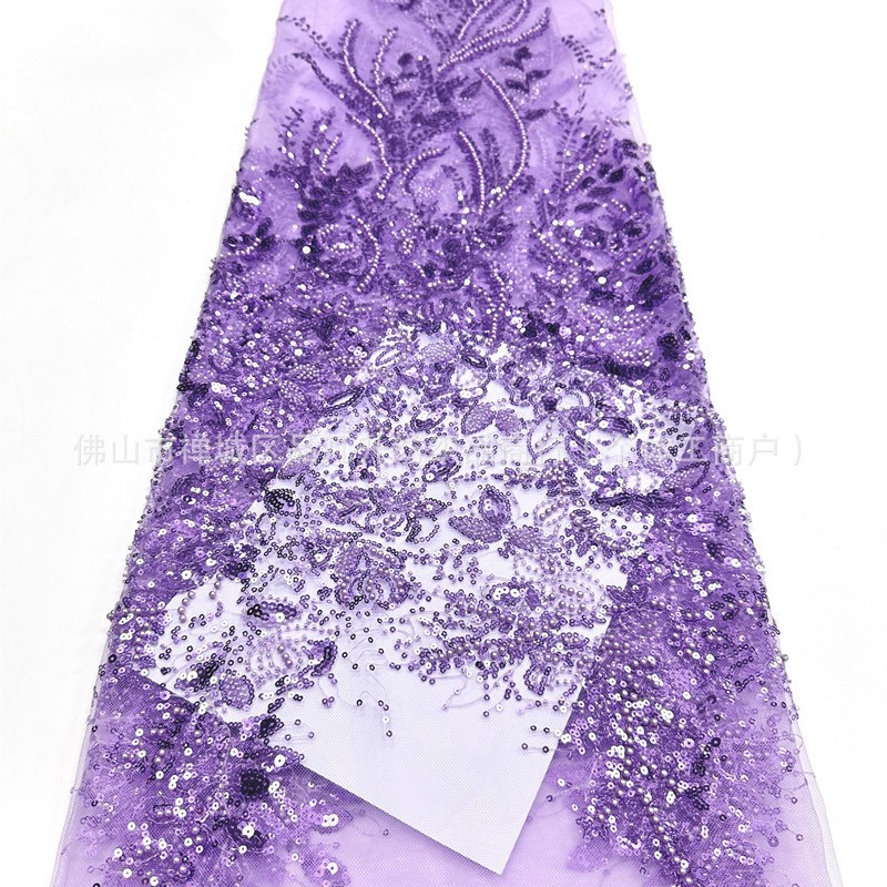 Tejido de encaje bordado de cuentas vestido de boda cena de fiesta vestido de tela comercio exterior transfronterizo