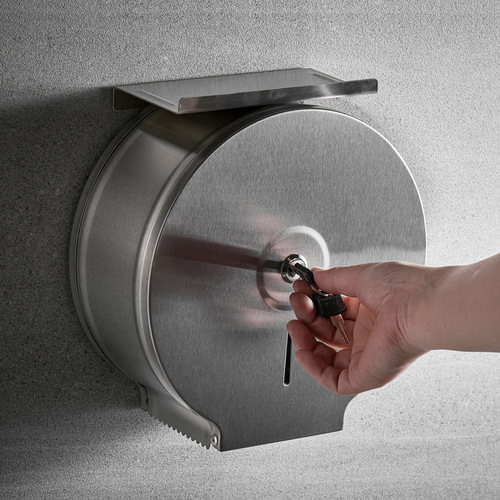 Wholesale large roll paper box wall-mounted bathroom large paper toilet paper holder public hotel commercial stainless steel 304 paper