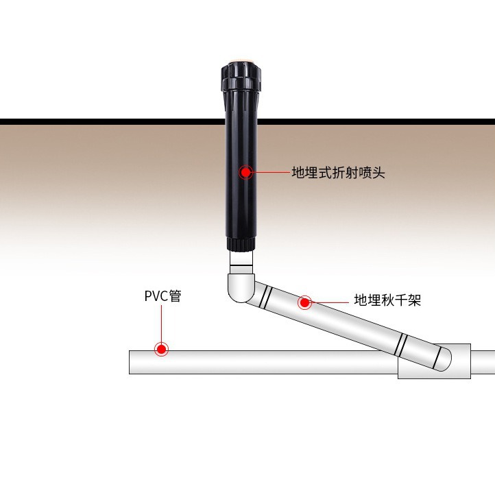 4 puntos enterrados subterráneos pulverizador de riego disperso jardín césped pulverizador ajustable 360 grados auto-elevación tipo horticultura pulverizador