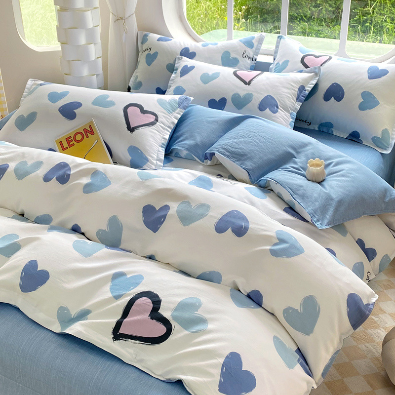 Ropa de cama de tres piezas de dormitorio de algodón fresco 4 ropa de cama de cuatro piezas de algodón 100 sábanas fundas de edredón