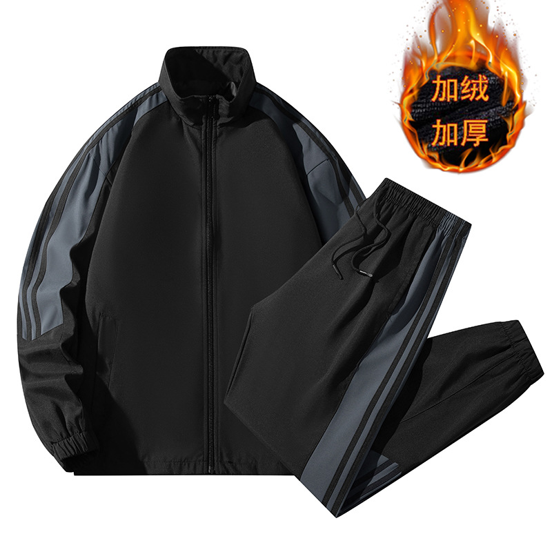 Traje deportivo de tres rayas para hombre, chaqueta informal de estilo coreano y pantalones largos, conjunto de dos piezas de exportación, talla grande.