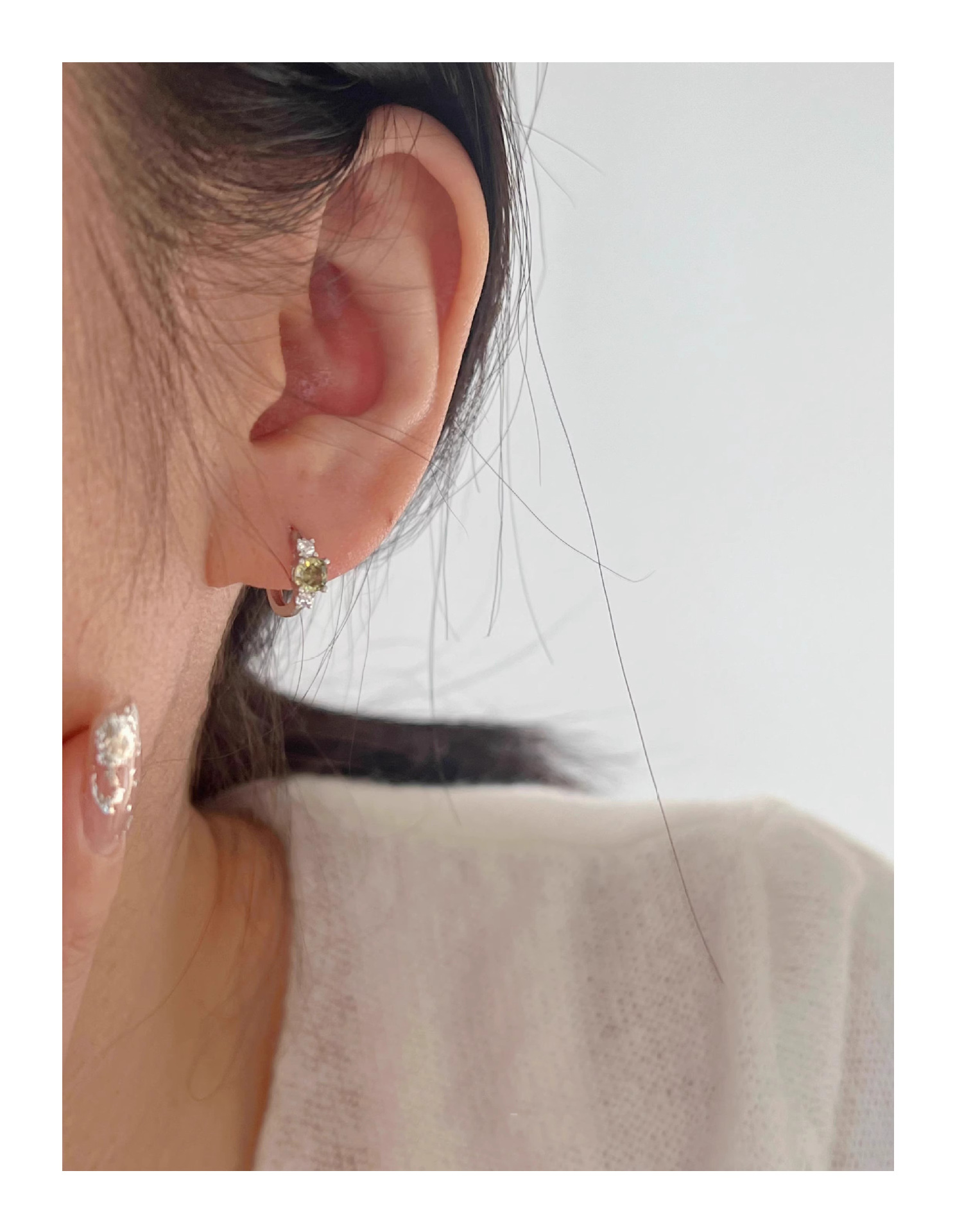 Boucles d'oreilles puce en zircon vert olive style chinois chic_voghion.com
