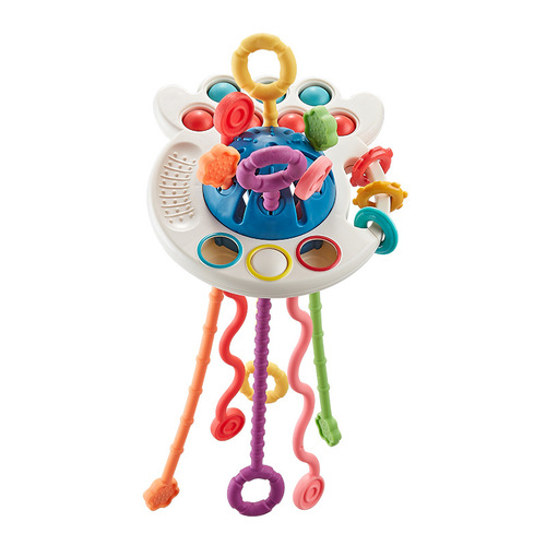 Cross-border finger pumping press and chew toys for babies 0-1 years old, grasping training octopus pulling toys