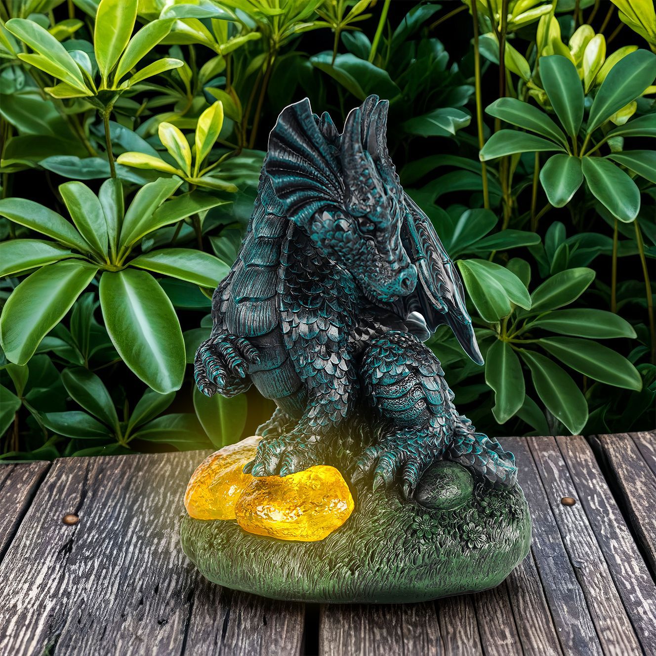  Outdoor Resin Dragon Sculpture Solar Ornaments Courtyard Garden Scenery Decoration Gift Giving Small Gifts