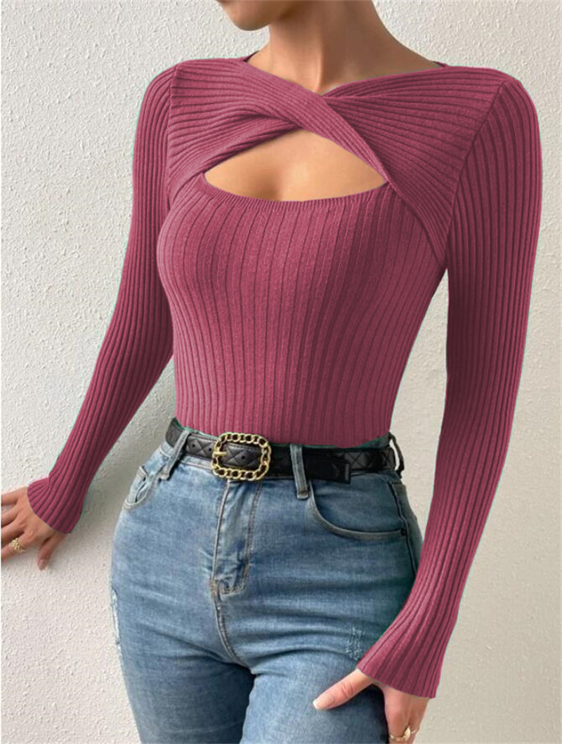 154g Weight Long Sleeve Sleeve Length Pullovers Placket Type Regular Sleeve Sleeve Type Polyester Fabric Type Regular Top Length Sweater Tops Type Holiday, Daily Occasion U Neck Neckline Slim Fit Type Solid Color Pattern Winter, Autumn Season Women's Gender Elegant, Streetwear Style Wholesale Women's Elegant Streetwear Solid Color Long Sleeve Sweaters & Cardigans 19
