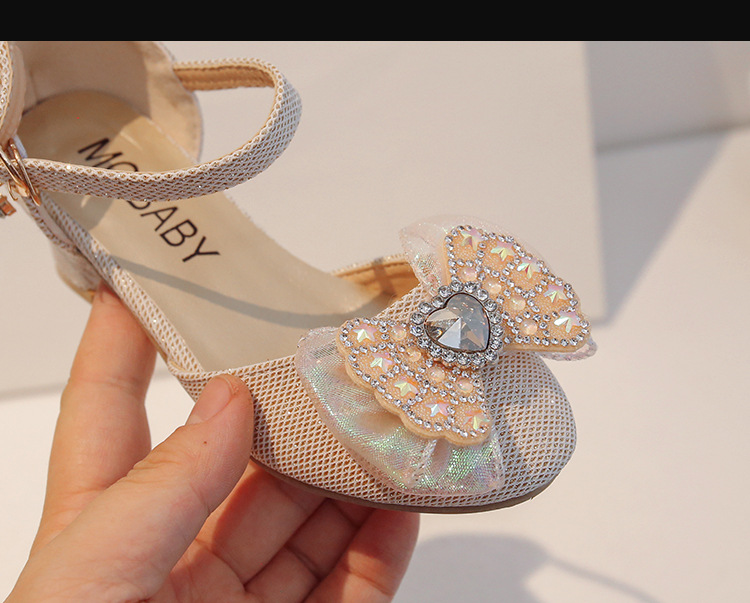 Süße High Heels mit Schleife, Baotou-Sandalen für Mädchen, mittelgroße Kristall-Showschuhe, Sommerschuhe für Kinder_voghion.com