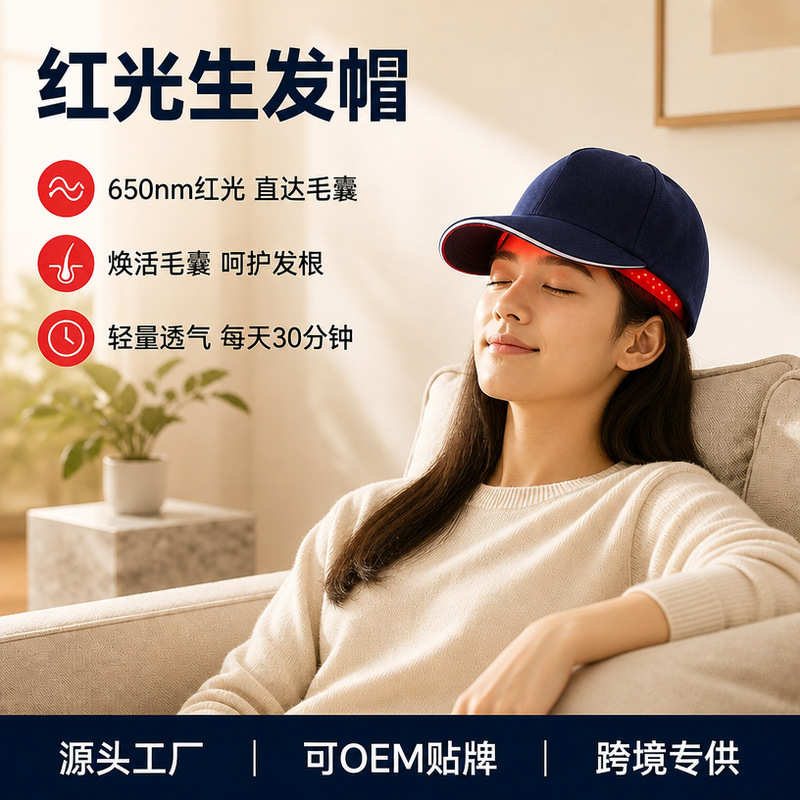 跨境生发帽红光养发护发帽蓝光美容理疗帽红外光防脱发生发帽