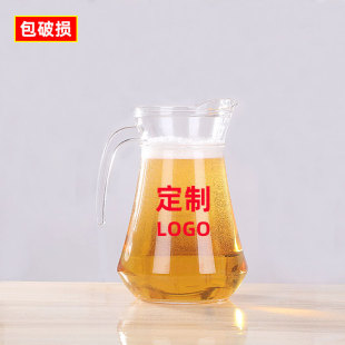 Large-Capacity Glass Draft Beer Jug 1L1.3L Barbecue Restaurant Household Juice Jug with Handle Cold Water Cup Customized Logo