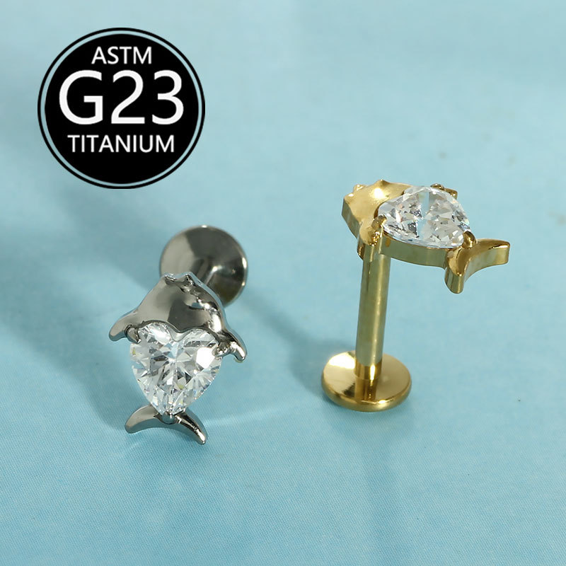 Pointed titanium steel lip stud product view