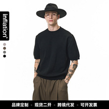 捷展男装|老钱毛织T恤26春季新品潮牌宽松保暖针织短袖圆领毛衣