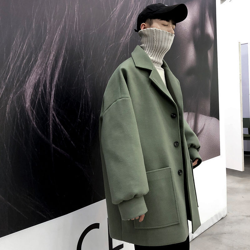 INS trench coat hombres abrigo de longitud media Otoño e Invierno estudiantes estilo coreano suelta moda guapo ropa de otoño hombres image 5