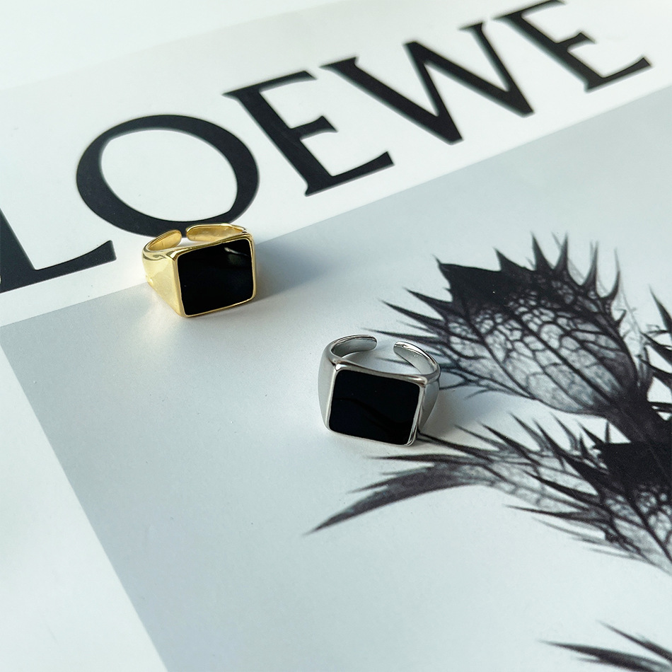 Simple Style Square Copper Enamel Open Ring 1 Piece