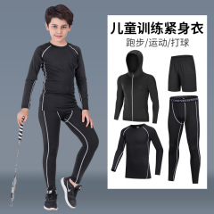 Children's tight long pants, boys' leggings, running training suits, basketball and soccer sports sets, quick-drying tops, fitness clothes