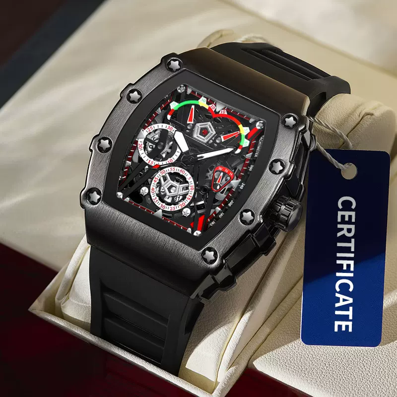 金诗顿品牌跨境爆款运动时尚防水石英表夜光酒桶形硅胶男表批发